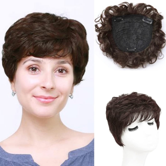 Other - Natural Curly Replacement Wiglet Hairpiece‎ Short Clip in Wavy Hair Topper